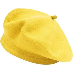 NWT yellow wool French beret hat